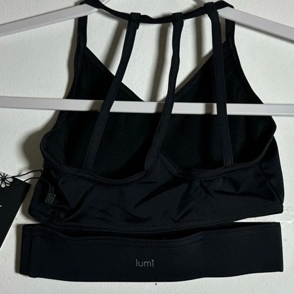 Lumi Collective Black Strappy Cut Out Dance Crop Top YM Youth Medium NWT